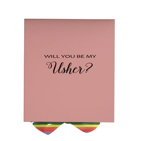 Will You Be My Usher? Proposal Box pink - No Border - Rainbow Ribbon