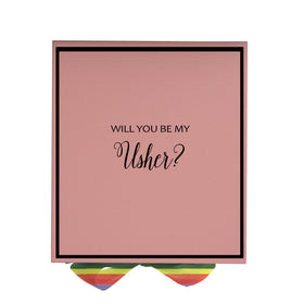 Will You Be My Usher? Proposal Box pink -  Border - Rainbow Ribbon