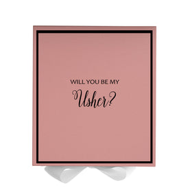 Will You Be My Usher? Proposal Box Pink w/ White Bow -  Border