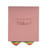 Will You Be My Usher? Proposal Box pink - No Border - Rainbow Ribbon