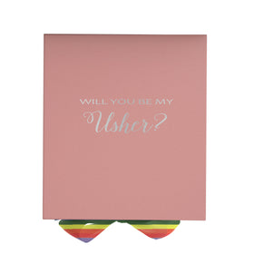 Will You Be My Usher? Proposal Box pink - No Border - Rainbow Ribbon