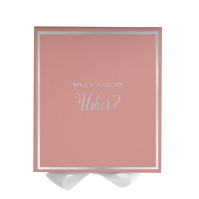 Will You Be My Usher? Proposal Box Pink w/ White Bow -  Border