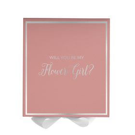 Will You Be My Flower Girl? Proposal Box Pink w/ White Bow -  Border