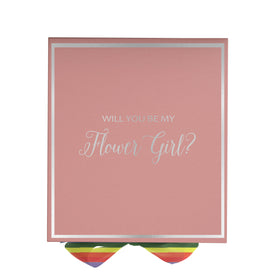 Will You Be My Flower Girl? Proposal Box pink -  Border - Rainbow Ribbon
