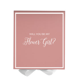 Will You Be My Flower Girl? Proposal Box Pink w/ White Bow -  Border