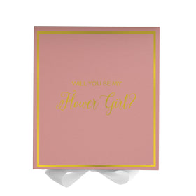 Will You Be My Flower Girl? Proposal Box Pink w/ White Bow -  Border