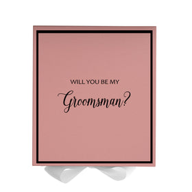 Will You Be My groomsman? Proposal Box Pink w/ White Bow -  Border