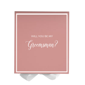 Will You Be My groomsman? Proposal Box Pink w/ White Bow -  Border