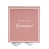 Will You Be My groomsman? Proposal Box Pink w/ White Bow -  Border