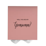 Will You Be My groomswoman? Proposal Box Pink w/ White Bow - No Border