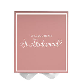 Will You Be My Jr Bridesmaid? Proposal Box Pink w/ White Bow -  Border