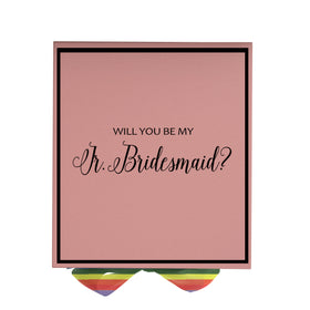 Will You Be My Jr Bridesmaid? Proposal Box pink -  Border - Rainbow Ribbon