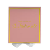 Will You Be My Jr Bridesmaid? Proposal Box Pink w/ White Bow -  Border