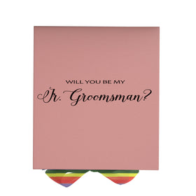 Will You Be My jr groomsman? Proposal Box pink - No Border - Rainbow Ribbon
