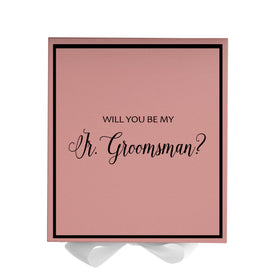 Will You Be My jr groomsman? Proposal Box Pink w/ White Bow -  Border