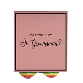 Will You Be My jr groomsman? Proposal Box pink -  Border - Rainbow Ribbon