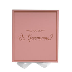 Will You Be My jr groomsman? Proposal Box Pink w/ White Bow -  Border