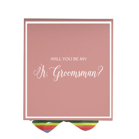 Will You Be My jr groomsman? Proposal Box pink -  Border - Rainbow Ribbon