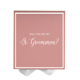 Will You Be My jr groomsman? Proposal Box Pink w/ White Bow -  Border