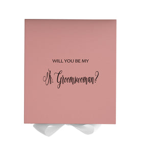 Will You Be My Jr Groomswoman? Proposal Box Pink w/ White Bow - No Border