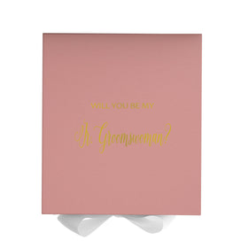 Will You Be My Jr Groomswoman? Proposal Box Pink w/ White Bow - No Border