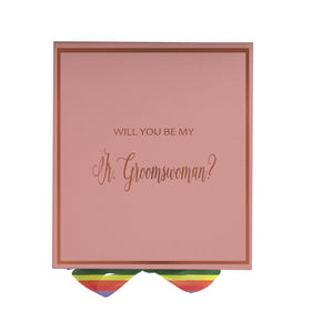 Will You Be My Jr Groomswoman? Proposal Box pink -  Border - Rainbow Ribbon