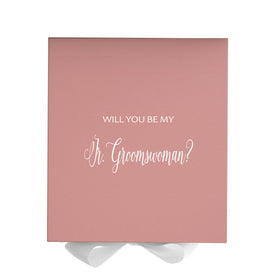 Will You Be My Jr Groomswoman? Proposal Box Pink w/ White Bow - No Border