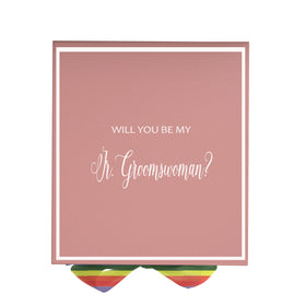 Will You Be My Jr Groomswoman? Proposal Box pink -  Border - Rainbow Ribbon