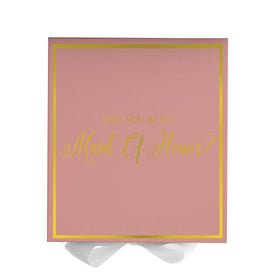 Will You Be My maid of honor? Proposal Box Pink w/ White Bow -  Border