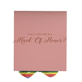 Will You Be My maid of honor? Proposal Box pink - No Border - Rainbow Ribbon