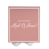 Will You Be My maid of honor? Proposal Box Pink w/ White Bow -  Border