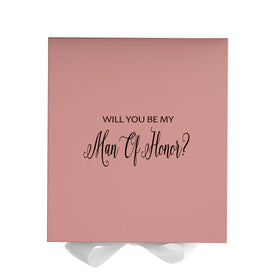 Will You Be My Man of Honor? Proposal Box Pink w/ White Bow - No Border