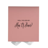 Will You Be My Man of Honor? Proposal Box Pink w/ White Bow - No Border