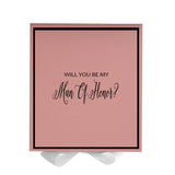 Will You Be My Man of Honor? Proposal Box Pink w/ White Bow -  Border