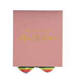 Will You Be My Man of Honor? Proposal Box pink - No Border - Rainbow Ribbon