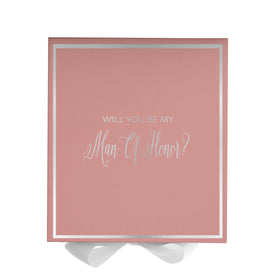 Will You Be My Man of Honor? Proposal Box Pink w/ White Bow -  Border