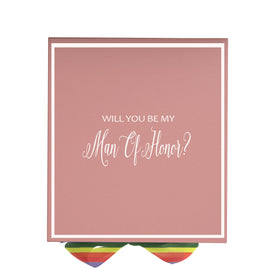 Will You Be My Man of Honor? Proposal Box pink -  Border - Rainbow Ribbon