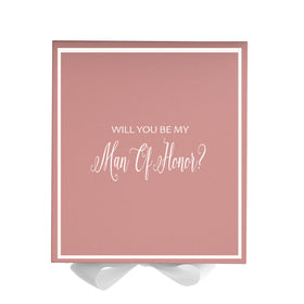 Will You Be My Man of Honor? Proposal Box Pink w/ White Bow -  Border