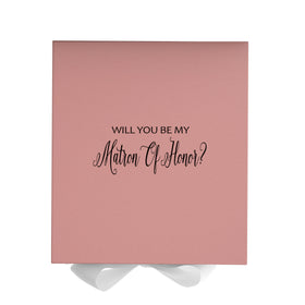 Will You Be My Matron of Honor? Proposal Box Pink w/ White Bow - No Border