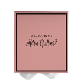 Will You Be My Matron of Honor? Proposal Box Pink w/ White Bow -  Border