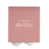 Will You Be My Matron of Honor? Proposal Box Pink w/ White Bow - No Border