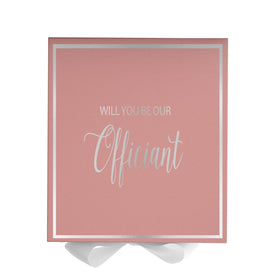 Will You Be our Officiant? Proposal Box Pink w/ White Bow -  Border