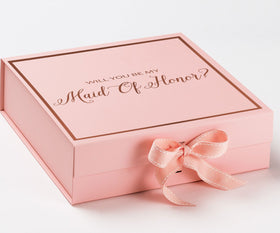 Will You Be My maid of honor? Proposal Box Pink -  Border