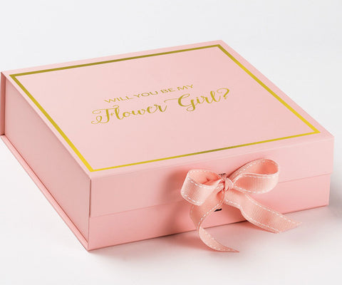 Will You Be My Flower Girl? Proposal Box Pink -  Border