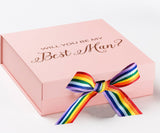 Will You Be My Best man? Proposal Box pink - No Border - Rainbow Ribbon