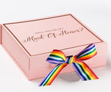 Will You Be My maid of honor? Proposal Box pink -  Border - Rainbow Ribbon