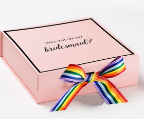 Will You Be My bridesmaid? Proposal Box pink -  Border - Rainbow Ribbon