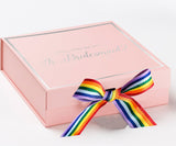 Will You Be My Jr Bridesmaid? Proposal Box pink -  Border - Rainbow Ribbon