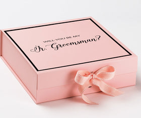 Will You Be My jr groomsman? Proposal Box Pink -  Border
