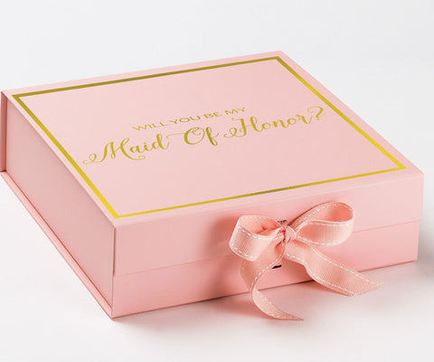 Will You Be My maid of honor? Proposal Box Pink -  Border